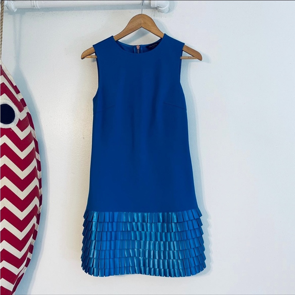 Ted Baker Sapphire Blue Satin Ruffle Layer Dress